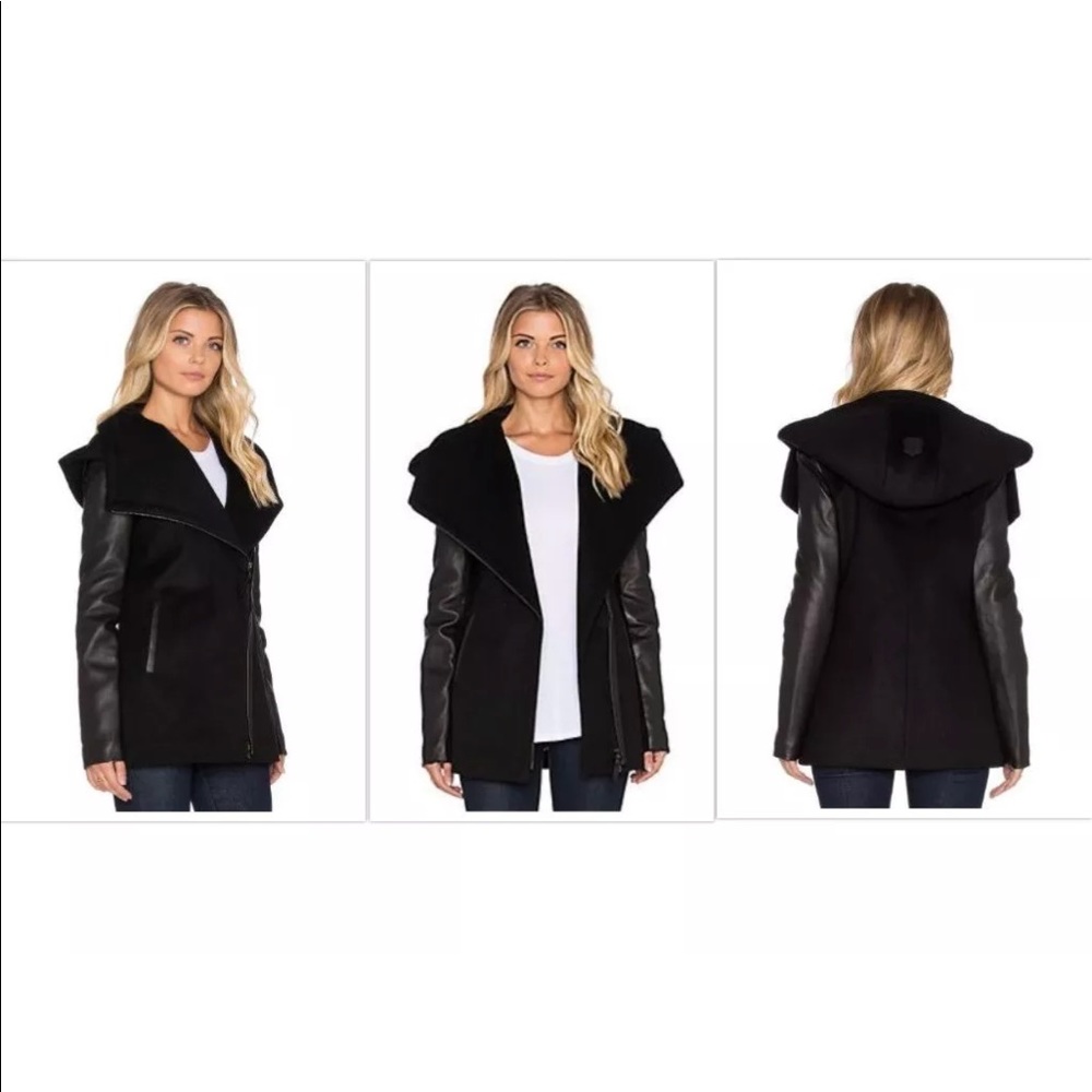 Mackage Odilia wool and leather coat in black